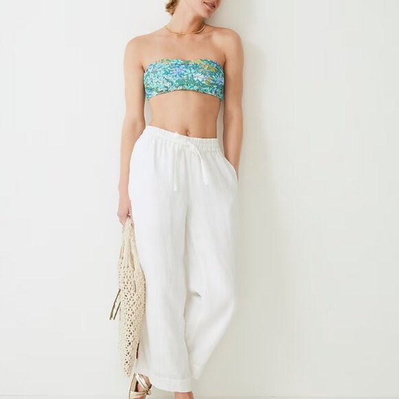 J.Crew Ruched bandeau bikini top in aqua blooms M - Picture 4 of 10